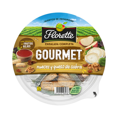 Ensalada Gourmet con nueces y queso de cabra FLORETTE 180 g.