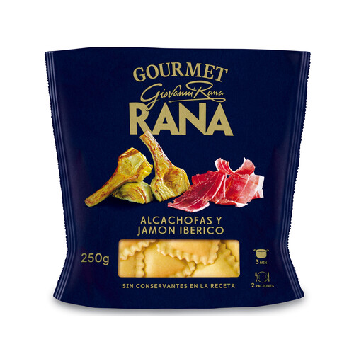 RANA Gourmet Raviolis de pasta fresca rellenos alcachofas y jamón ibérico 250 g.