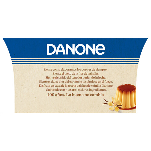 DANONE Flan sabor a vainilla elaborado sin gluten DANONE 4 x 100 g.