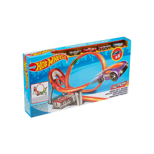 HOT WHEELS Pista Power Shift, incluye 5 vehículos.