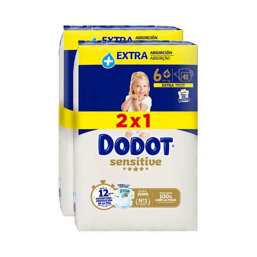 DODOT Sensitive Pañales talla 6+ (+14 kg) 2 x 41 uds.