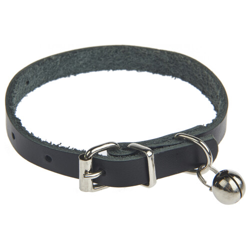 PRODUCTO ALCAMPO Collar (1 cm), para gatos S / M (17 - 25 cm), de cuero negro.