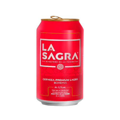 LA SAGRA Cerveza rubia Lager lata de 33 cl.