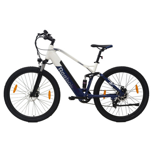 Bicicleta Eléctrica REEBOK MTB 29x2 1P, color azul y blanco, autonomía 70 km, 250 W, ruedas 20.