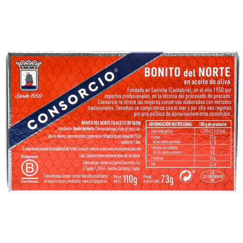 CONSORCIO Bonito del norte en aceite de oliva 73 g.