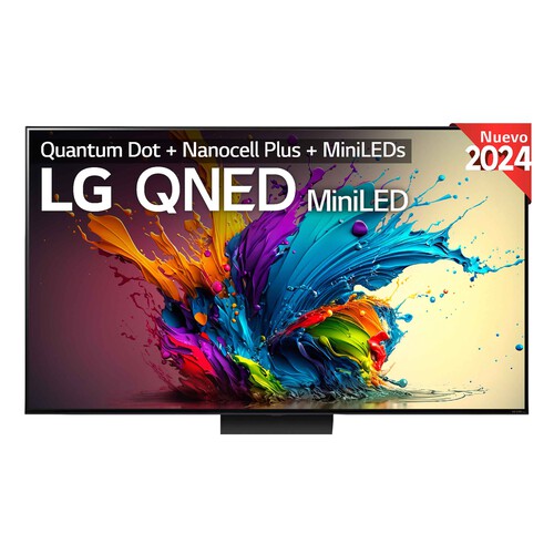 Televisión 190,5 cm (75) LG QNED 75QNED91T, 4K, MiniLed, BLUETOOTH, WEBOS, 4HDMI, 2USB, 120HZ, color negro.