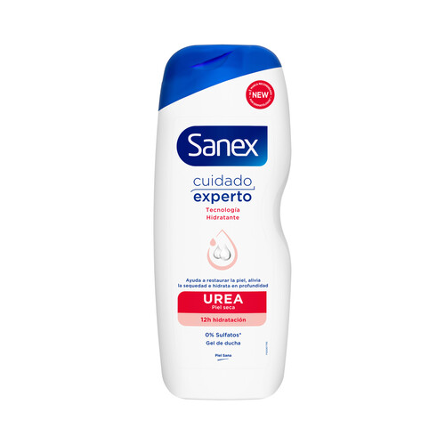 SANEX Cuidado experto urea Gel para ducha o baño ultra hidratante, para pieles secas 600 ml.