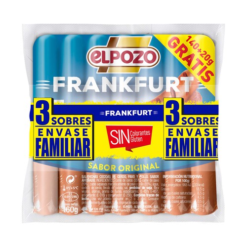 EL POZO Salchichas frankfurt EL POZO pack 3 x 160 g.