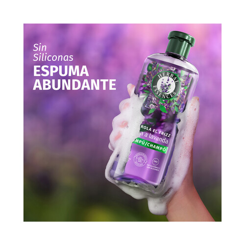 HERBAL ESSENCES Champú anti-encrespamiento con aroma a lavanda, para cabellos encrespados 350 ml.