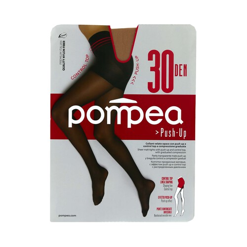 Panty transparente mate con compresión gradual ligera, 30den, POMPEA, color polvere, talla M.