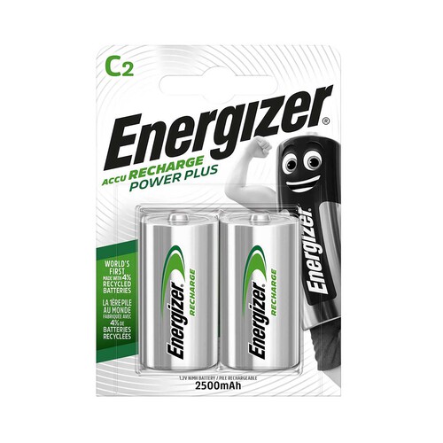 Pack de  2 pilas recargables C, HR14, 2500 mah, ENERGIZER.