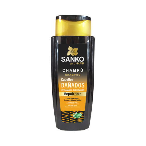 SANKO Repair tech Champú hidratante y reforzante con aceite de Argán para cabellos dañados 270 ml.