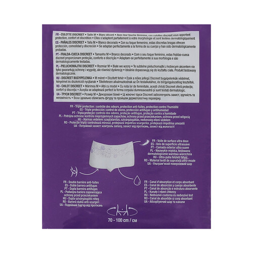 PRODUCTO ALCAMPO Culottes de incontencia nocturna blancos, ultra absorbentes talla M (70 - 100 cm) 10 uds.