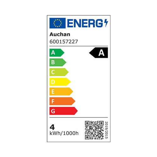 Bombilla Led E27 clase A, 4W=60W, luz blanca, 840lm, cristal transparente, PRODUCTO ALCAMPO