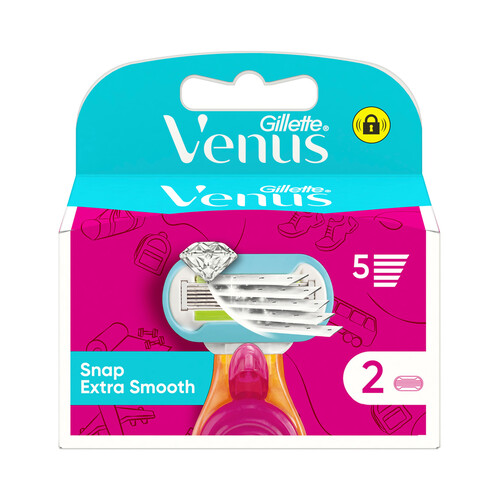 VENUS Recambio cuchillas para depilación femenina de 5 hojas VENUS Snap extra smooth de Gillette 2 uds.