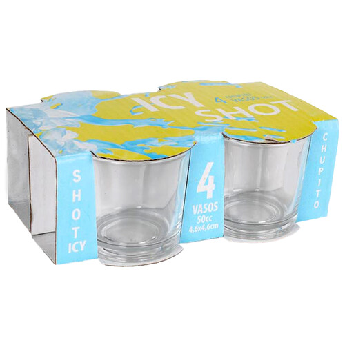 Pack de 4 vasos de chupito, 0,05 litros, Shot ICY.