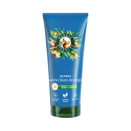 HERBAL ESSENCES Acondicionador reparador con aceite de argán, para cabellos dañados 250 ml.