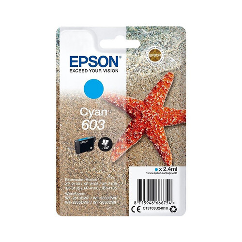 Cartucho de tinta EPSON 603 cian.