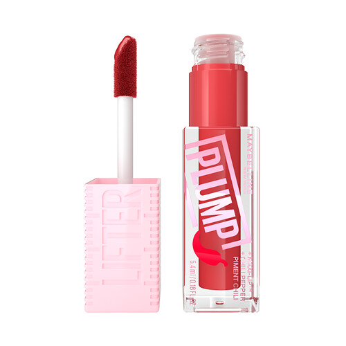 MAYBELLINE Lifter plump Tono 006 Hot chili Brillo de labios voluminizador con ácido Hialurónico y chili pepper.