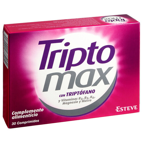 TRIPTOMAX Complemento alimenticio a base de Triptófano, vitaminas (B3, B5, B6), magnesio y hierro 30 uds.