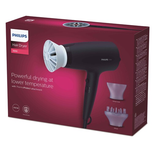 Secador de pelo PHILIPS BHD360/20, 2100W, 6 ajustes de calor y velocidad.