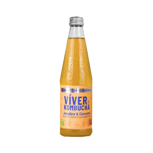 VIVER Kombucha ecológica de cúrcuma y jengibre VIVER KOMBUCHA 330 ml.