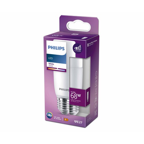 Bombilla Led E27, 9,5W=68W, luz cálida 2700K, 950lm, PHILIPS.