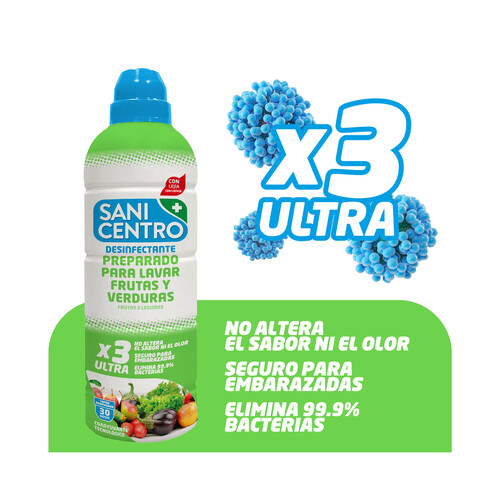 SANICENTRO Preparado desinfectante para lavar frutas y verduras con lejia 750 ml.