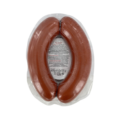 ALCAMPO GOURMET Salchichas alemanas de carne de cerdo (100%) tipo Fleischwurst ALCAMPO GOURMET 2 x 325 g.