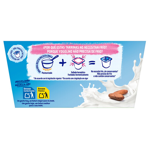 YOGOLINO Postre lácteo con cacao, adapatado para bebés a partir de 8 meses YOGOLINO de Nestlé 4 x 100 g.