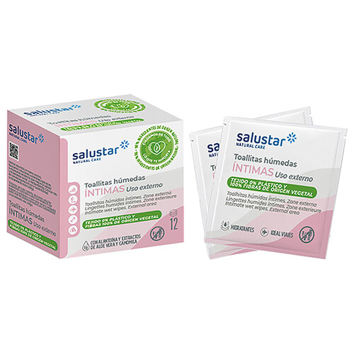 SALUSTAR Natural care Toallitas húmedas unisex en monodosis, para la higiene íntima 12 uds.