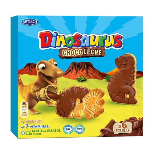 ARTIACH Dinosaurus Galletas recubiertas de chocolate con leche 255 g.