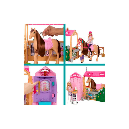 Set de muñeca BARBIE con caballo y establo, +3 años.