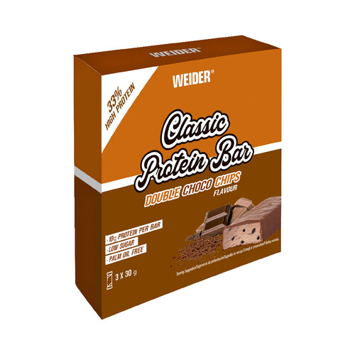 WEIDER Barrita proteica de doble chocolate 3 uds. 90 g.