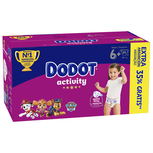 DODOT Activity Pañal talla 6+ (+14 kg) 88 uds.