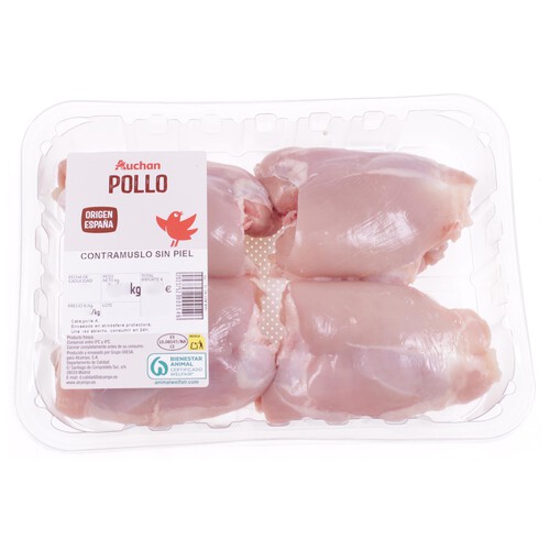 AUCHAN Contramuslos de pollo sin piel 4 uds. Producto Alcampo