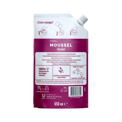 MOUSSEL Gel de baño MOUSSEL EcoPack Classique 650 ml.