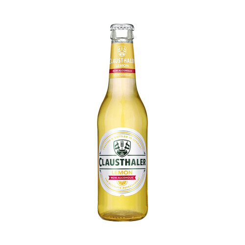 CLAUSTHALER LEMON Cerveza con limón sin alcohol botella de 33 centilitros