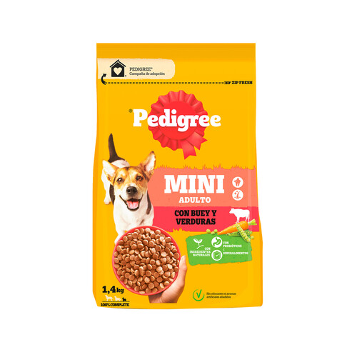 PEDIGREE Comida para perros adultos de raza pequeña a base de buey, 1,4 g.