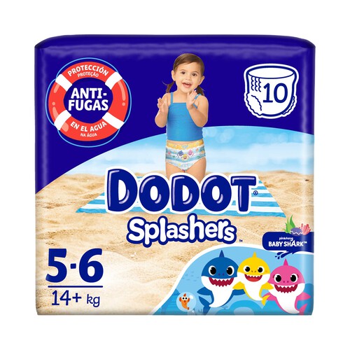 DODOT Splashers Pañales bañador desechables, talla 5-6 (+14 kg) 10 uds.