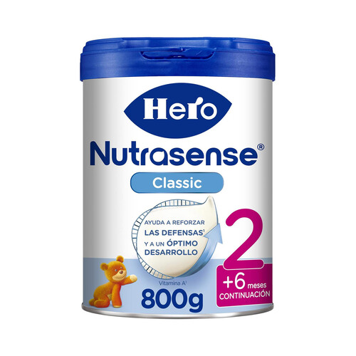 HERO Nutrasense classic 2 Preparado lácteo infantil (leche continuación), desde los 6 meses 800 g.