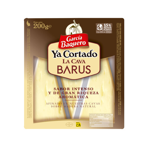 GARCÍA BAQUERO Queso mezcla (vaca, oveja y cabra) madurado Ya Cortado La Cava Barus 200 g.