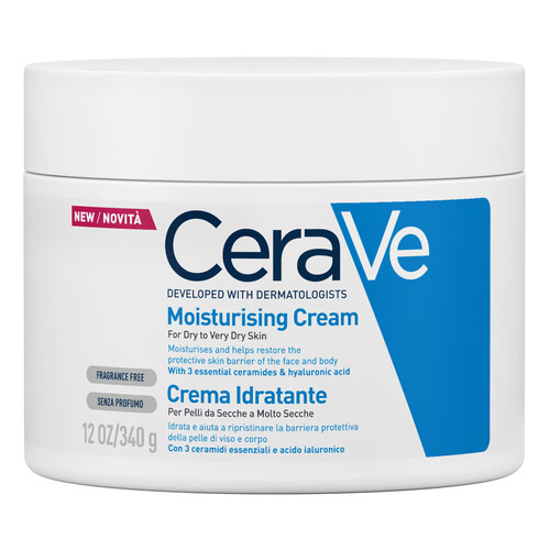 CERAVE Crema hidratante sin perfume para peieles secas a muy secas 340 g.