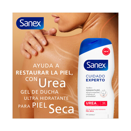 SANEX Cuidado experto urea Gel para ducha o baño ultra hidratante, para pieles secas 600 ml.