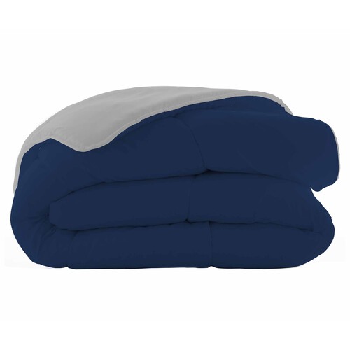 Relleno nórdico bicolor reversible para cama de 150cm, 300g/m², NATURALS, color azul marino/gris.