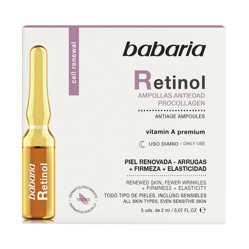 BABARIA Retinol Ampollas con acción antiedad 5 x 2 ml. 