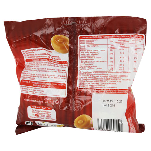 PRODUCTO ALCAMPO Caramelos duros con nata PRODUCTO ALCAMPO 175 g.