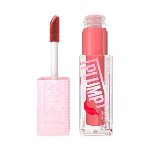 MAYBELLINE Lifter plump Tono 005 Peach fever Brillo de labios voluminizador con ácido Hialurónico y chili pepper.