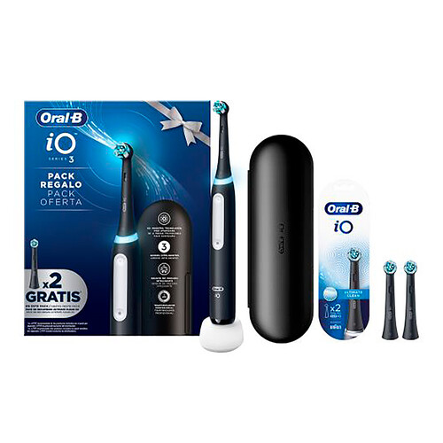 ORAL-B Cepillo de dientes eléctrico color negro, pack regalo 2 recambios Ultimate Clean.