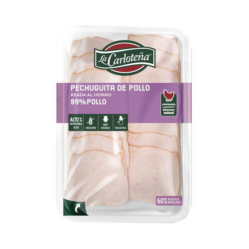 LA CARLOTEÑA Pechuguita de pollo asada al horno, cortada en lonchs 100 g.